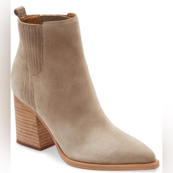 Marc Fisher Oshay Pointed Toe Booties - Beige/Tan Suede Boots - Picture 6 of 6